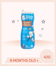 Load image into Gallery viewer, Gerber Puffs Vanilla 42g Canister is for babies over 8 months old