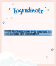 Load image into Gallery viewer, Ingredient list of Gerber Organic Mango Apple Banana Baby Food 113g Jar