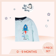 Load image into Gallery viewer, Blue and white striped Gerber Baby Boy rocket bodysuit