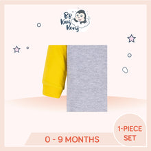 Load image into Gallery viewer, Grey bodysuit with yellow long sleeves