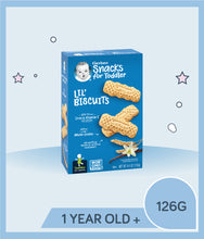 Load image into Gallery viewer, Front view of Gerber Snack Lil Biscuits 126g Box