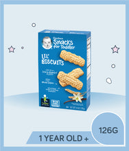 Load image into Gallery viewer, Front tilt view of Gerber Snack Lil Biscuits 126g Box