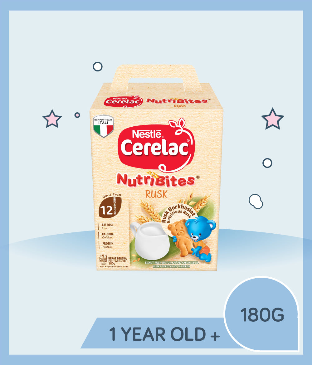 Cerelac Nutribites Rusk 180g is for 1 YEAR OLD+