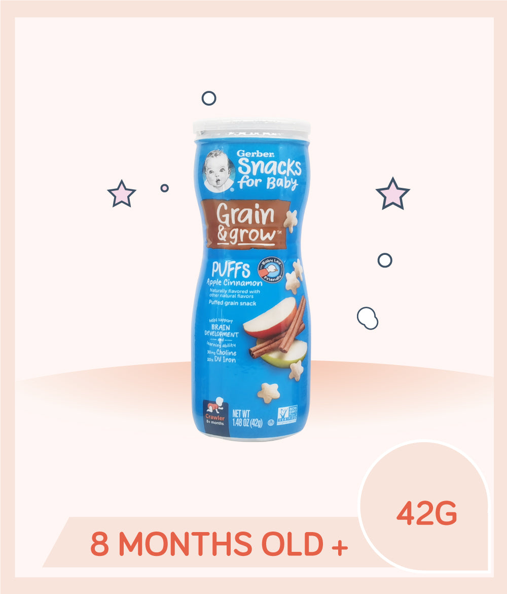Gerber Puffs Apple Cinnamon 42g Canister for babies over 8 months old