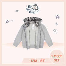 Load image into Gallery viewer, Front view of Gerber 2 Pack Baby Boy Grey Hoodie set