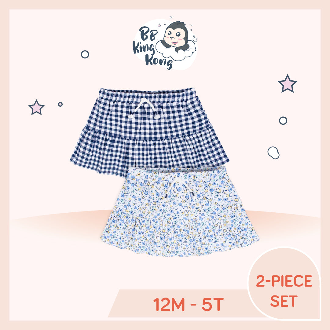 Gerber Baby Girl Blue Flora Skirt 2-piece set for 12 months to 5 years old