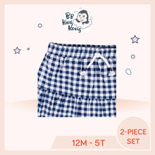 Load image into Gallery viewer, Close up of navy gingham Gerber Baby Girl Skirt