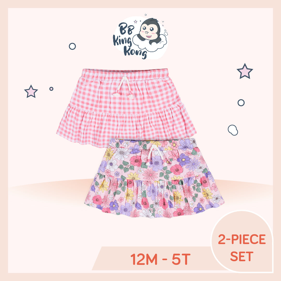Gerber Baby Girl Pink Flora Skirt 2-piece set for 12 months to 5 years old