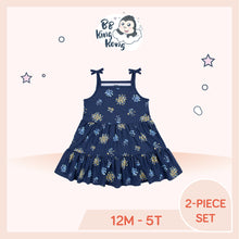 Load image into Gallery viewer, Blue tank style knit dress with florals