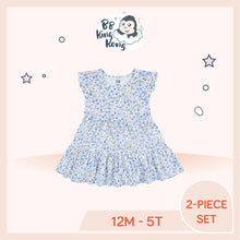 Load image into Gallery viewer, Blue floral dress with ruffled sleeves