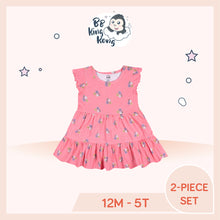 Load image into Gallery viewer, Pink floral knit dress with ruffled sleeves