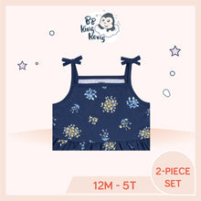 Load image into Gallery viewer, Navy tank dress features faux ties at the shoulders and a flowy style