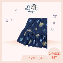 Load image into Gallery viewer, Blue tank style dress with floral design for 12 months to 5 years old