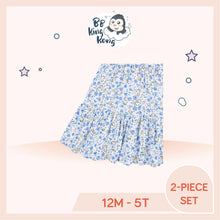 Load image into Gallery viewer, Blue floral dress with ruffled sleeves for 12 months to 5 years old