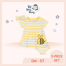 Load image into Gallery viewer, Gerber 3 Pack Baby Girl Bees Dress Set for 0 months to 5 years old