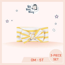 Load image into Gallery viewer, Baby girl headband with yellow and white stripes