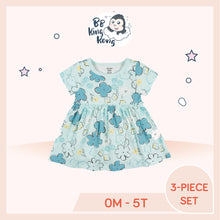 Load image into Gallery viewer, Blue baby girl dress with allover daisies print