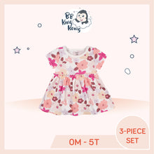 Load image into Gallery viewer, White baby girl dress with allover floral print
