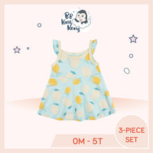 Load image into Gallery viewer, Blue Gerber Baby Girl Dress with allover lemon print