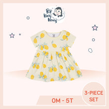 Load image into Gallery viewer, Yellow baby girl dress with allover lemon print