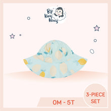 Load image into Gallery viewer, Blue colour reversible sun hat for newborns to 5 years old kid