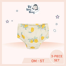 Load image into Gallery viewer, Yellow baby girl diaper cover with lemon print