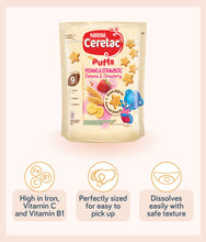 Load image into Gallery viewer, Cerelac nutripuffs snacks banana strawberry high in Iron, Vitamin C & B1, easy to pick up and dissolves easily