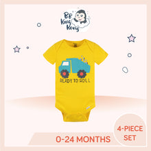Load image into Gallery viewer, Yellow colour Gerber Baby Boy Trucks Short Sleeve Onesies Bodysuits