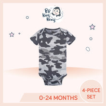 Load image into Gallery viewer, Greyish army pattern Gerber Baby Boy Trucks Short Sleeve Onesies Bodysuits