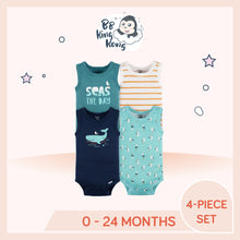Load image into Gallery viewer, Gerber 4-Pack Baby Boy Sea Sleeveless Onesies Bodysuits for 0 to 24 months