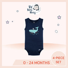 Load image into Gallery viewer, Navy Gerber Baby Boy Sea Sleeveless Onesies Bodysuits with animal print