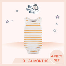 Load image into Gallery viewer, White Gerber Baby Boy Sea Sleeveless Onesies Bodysuits with orange stripes