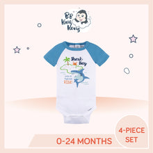Load image into Gallery viewer, Gerber Baby Boy Shark Short Sleeve Onesies Bodysuits in blue & white with shark design