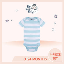 Load image into Gallery viewer, Gerber Baby Boy Shark Short Sleeve Onesies Bodysuits in blue & white stripes
