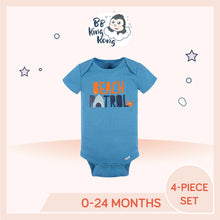Load image into Gallery viewer, Gerber Baby Boy Shark Short Sleeve Onesies Bodysuits in blue with text 'Beach Patrol'