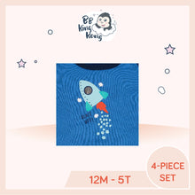 Load image into Gallery viewer, Navy colour clothing with screen print and puff print space art