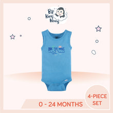Load image into Gallery viewer, Blue Gerber Baby Boy Surf Sleeveless Onesies Bodysuits with wave print art