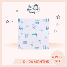 Load image into Gallery viewer, White clothing with allover surf themed print art