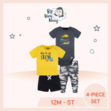 Load image into Gallery viewer, Gerber 4 Pack Baby Boy Truck Outfit Set for 12 months to 5 years old