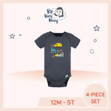 Load image into Gallery viewer, Gray colour Gerber bodysuit with truck print art