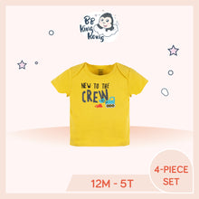 Load image into Gallery viewer, Yellow colour tee with printed text 'New to the crew'
