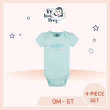 Load image into Gallery viewer, Blue Gerber Baby Girl bodysuit with text 'Happy thoughts'