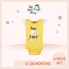 Load image into Gallery viewer, Yellow Gerber Baby Girl Bee Kind Sleeveless Onesies Bodysuits