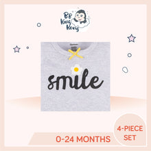 Load image into Gallery viewer, Gray cloth with printed text 'Smile'