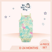 Load image into Gallery viewer, Yellow Gerber Baby Girl Sleeveless Onesies Bodysuits with flamingo and floral print