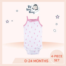 Load image into Gallery viewer, White Gerber Baby Girl Sleeveless Onesies Bodysuits with allover flamingo print