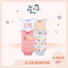 Load image into Gallery viewer, Gerber 4 Pack Baby Girl Fruits Sleeveless Onesies Bodysuits for 0 to 24 months