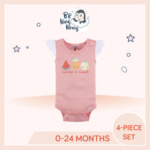 Load image into Gallery viewer, Pink Gerber Baby Girl Fruits Sleeveless Onesies Bodysuits with flutter sleeves