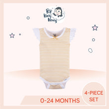 Load image into Gallery viewer, White and orange striped Gerber Baby Girl Sleeveless Onesies Bodysuits