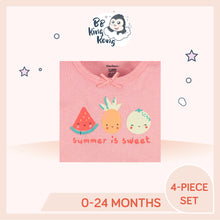 Load image into Gallery viewer, Close up of pink cloth with fruit print art and text 'Summer is sweet'